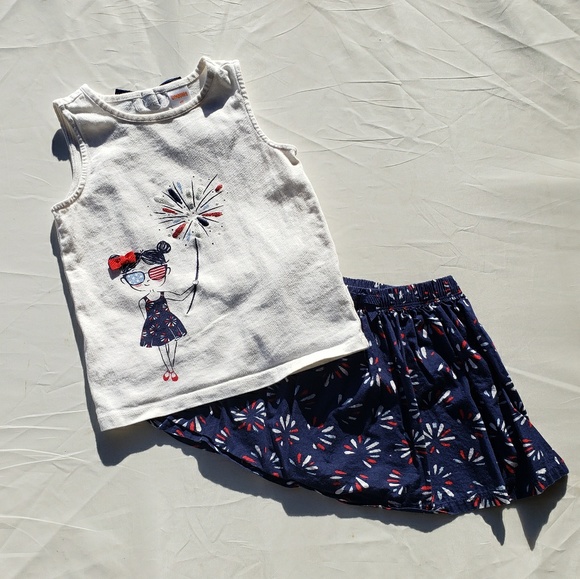 Gymboree Shirt Skirt Sz 4T  Red White Cute Set - Picture 1 of 7